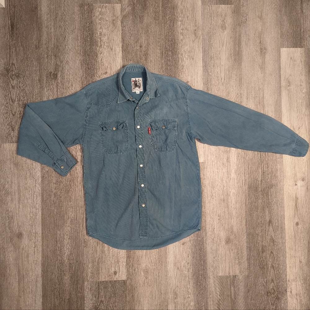 Vintage Italian Brand Kantaros Long Sleeved Snap Button Shirt Size Small Unisex
